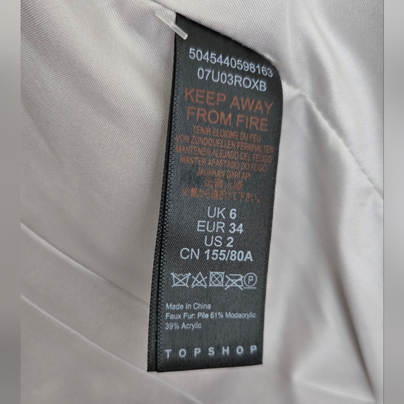 Topshop Faux Fur Grey Shag Coat Jacket Grey White - Picture 6 of 9